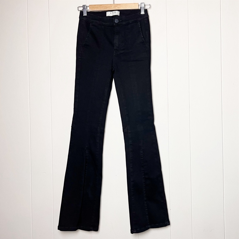 Free People We the Free Split Flare Jeans 24 00 black high rise front slit - Picture 2 of 12